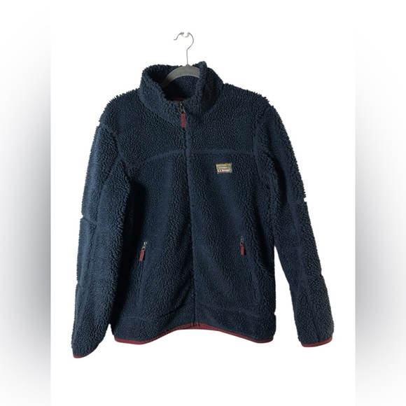 L.L.Bean Sherpa Fleece Jacket Men’s Medium Regular Blue Full Zip - Picture 2 of 11